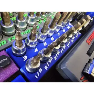 Magnetic Hex Bit Socket Organizer – Sae & Metric | 3/8 Drive 3D Printed Holder | Double Row Toolbox Storage Tray Fits Stanley