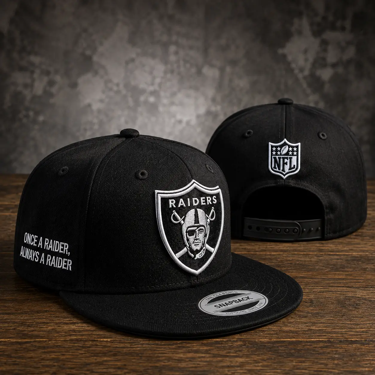 Las Vegas Raiders 9FIFTY Snapback Hat – Black Embroidered Flat Brim Football Cap