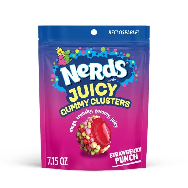 Bite-Sized Strawberry Punch Flavor Chewy, Sweet-Tangy, Juicy Gummy Cluster Candies, 1 Stand-Up Bag, 7.15 Oz, for Snacking, Sharing