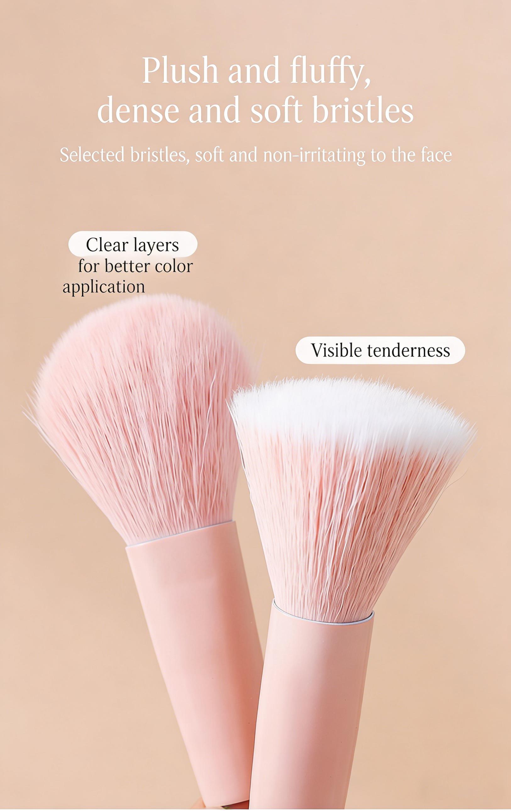 6Pcs Candy Makeup Brush Set Soft Bristles - Powder, Blush, Highlight, Eyeshadow, Concealer & Brow Brushes