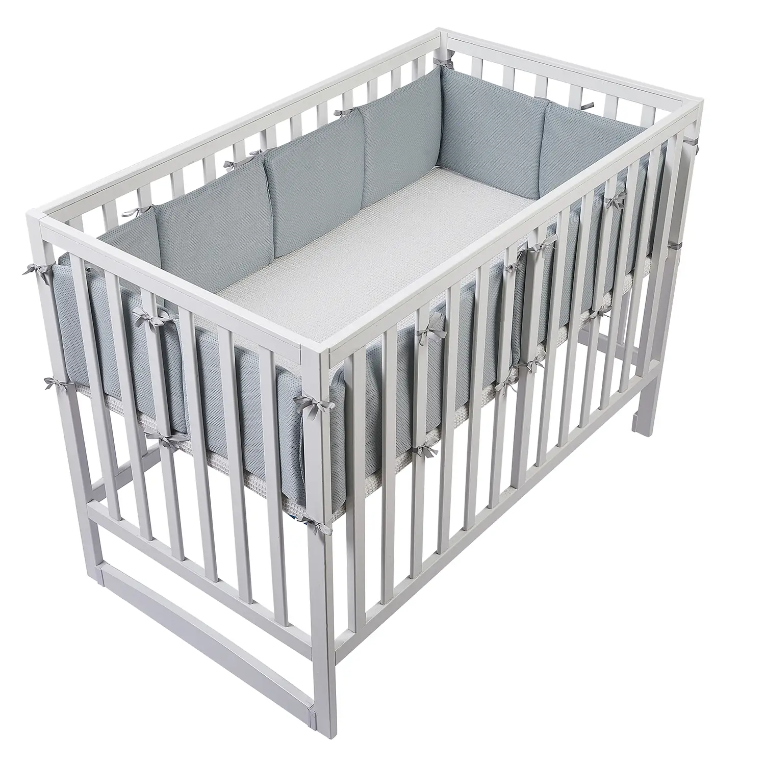 12 & 6 Pcs SoftTouch Square Breathable Crib Liner, Semi-Enclosed or Full Coverage, Easy-to-Remove & Fold Baby Comfort Mat, Bumper Alternative for Newb