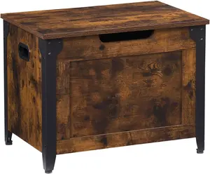 Brown Storage Chest, Wooden Storage Trunk, Storage Bench with Safety Hinge and Lift-Top for Entryway, Bedroom, Living Room