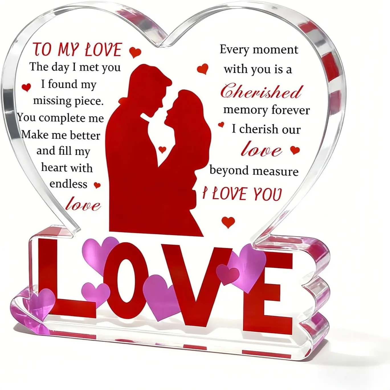 Acrylic Heart Shaped Lover Decoration Ornament Gift, Romantic Valentine's Day Present, Unique Home Decor, Perfect Anniversary Gift, Acrylic Plaque Sign, Decorative Plaque, Acrylic Desktop Decoration