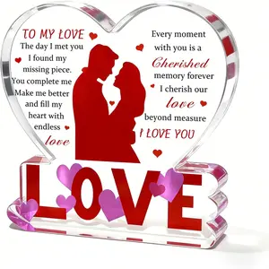 Acrylic Heart Shaped Lover Decoration Ornament Gift, Romantic Valentine's Day Present, Unique Home Decor, Perfect Anniversary Gift, Acrylic Plaque Sign, Acrylic Desktop Decoration