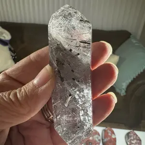 Silver Rutile in Quartz Freeform Shape Rare Stone Specimen for Collectors and Enthusiasts