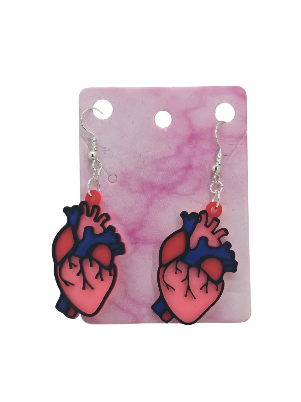 Anatomical Heart Earrings Medical 3D Printed Hypoallergenic Nickel-Free with Visible Arteries & Veins for Science Lovers - Erratically Eccentric Creations