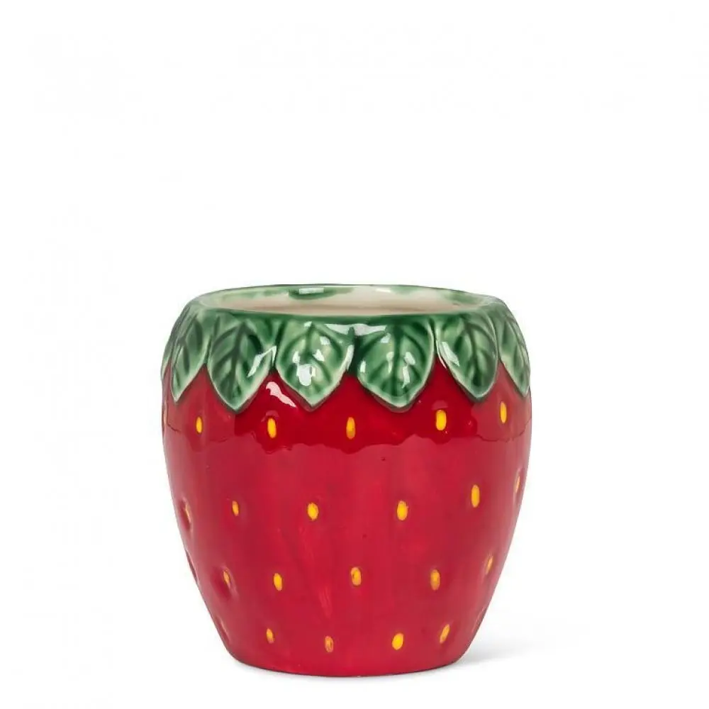 MDR Trading AB-27-FRESHPICK-509 3.5 in. Strawberry & Leaf Small Planter, Green & Red