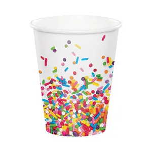 212 MAIN Disposable 9oz Sprinkles Cups, Vibrant Print, Hot & Cold Compatible, 12-Pack (8 Cups Per Pack)