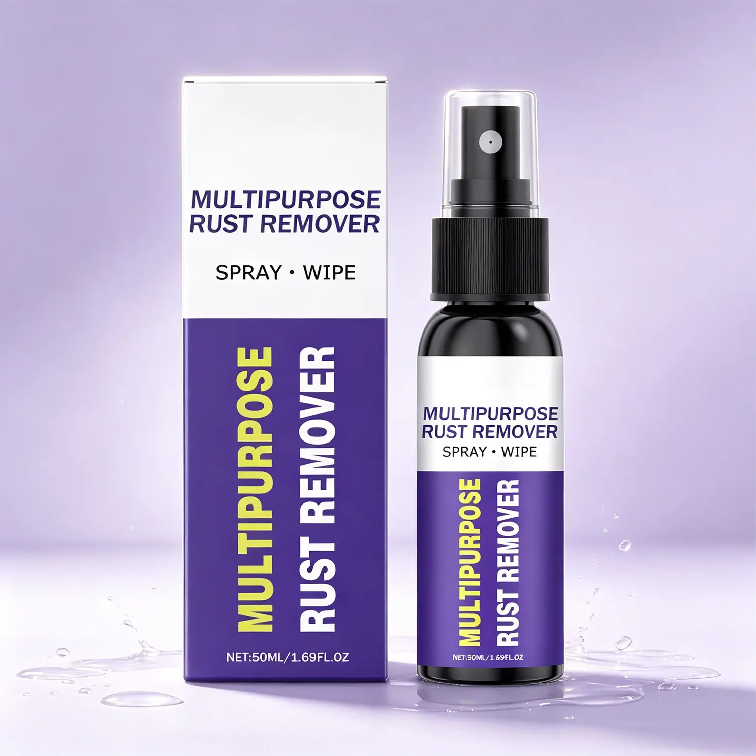 Multipurpose Metal Rust Remover 50ml – Spray & Wipe Cleaner for Car Wheels, Stainless Steel, Faucets, Restores Bright Surface with Easy Application