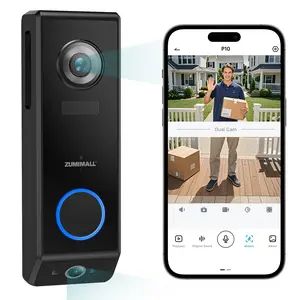 ZUMIMALL Dual Lens Doorbell Camera Wireless with Chime, 2K HD Video Doorbell Wireless Battery Powered, 3MP Color Night Vision, Humanoid Alerts, No Monthly Fees, Wireless/Wired Installation