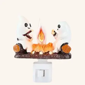 Ghost Campfire Flickering Night Light - Ghosts Campfire Flicker Flame Halloween Nightlight, Faux Campfire Night Light Plug into Wall 3