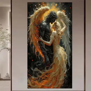 1pcs 5D DIY diamond painting kit, 5D diamond art set, DIY decoration, Angel and Demon diamond painting kit full round drill DIY, mosaic, diamond art, DIY art home decor, Handcraft, suitable for Halloween and Christmas.