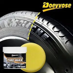 Tire Wax with Sponge, Car Tire and Plastic Repair Coating Paste, Formula, Enhances Shine, Repels Dirt, Protective Coating