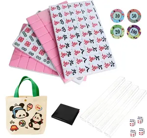 Mini Mahjong Set  Waterproof Majiang 144 Melamine Tiles 0.94"(24MM) with Portable Travel Handbag ,Suitable for party multiplayer games, puzzle combination games and family gatherings.
