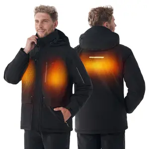 InoKraft Men's Turbo Nano Heat Tech Heated Jacket with Battery Pack Slim Fit Heated Coat with Detachable Hood Charger Cable Included