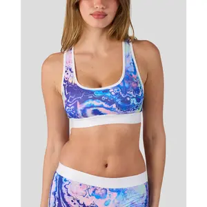 PSD Women's Iridescent Spill Racerback Sports Bra - Comfortable, Breathable, Ultra-light Fabric