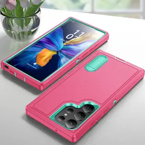 Three-In-One Anti-Drop Shockproof Protector Durable Phone Case Cover with Stand, Compatible with Samsung Galaxy S26 Ultra S25 Ultra S24 Ultra S23 Ultra S22 Ultra