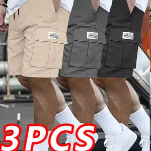 3-piece men's workwear shorts with multiple pockets and large capacity suitable for work, outdoor leisure