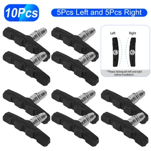10Pcs V Bike Brake Pads Road Mountain Bicycle V-Brake Blocks Set 70mm Non-Slip V Bicycle Stop Caliper with Hex Nuts and Spacers