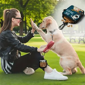 Dog Training Snack Bag with Zipper Seal - Portable Polyester Pet Snack Bag, Suitable for Outdoor Activities and Walking, Color Design, Single Side Printing, Clear on One Side, Dog Walking Essentials | Vivid Dog Accessories | Durable Zipper Seal