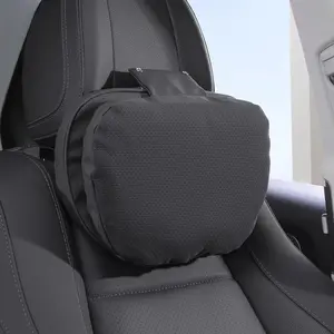 Car Headrest Pillow for Driving, Dual-Sided Leather Design Neck Pillow, Breathable Softness Neck Support, Universal Fit Head Rest Travel Pillow, Black, 1 Pack