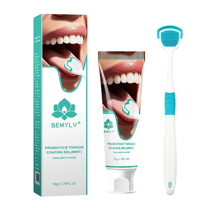 BEMYLV Probiotics Mint Tongue Cleaning Kit  1 Min Deep Clean for Stubborn Coating Bad Breath Post Meal Smoking Essential 50g Long Lasting Freshness