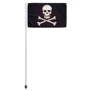 JLP 3.5 Ft Tall 1/4 In pole 19x12 ATV Whip Flag Sand Sports Go Kart Black Pirate