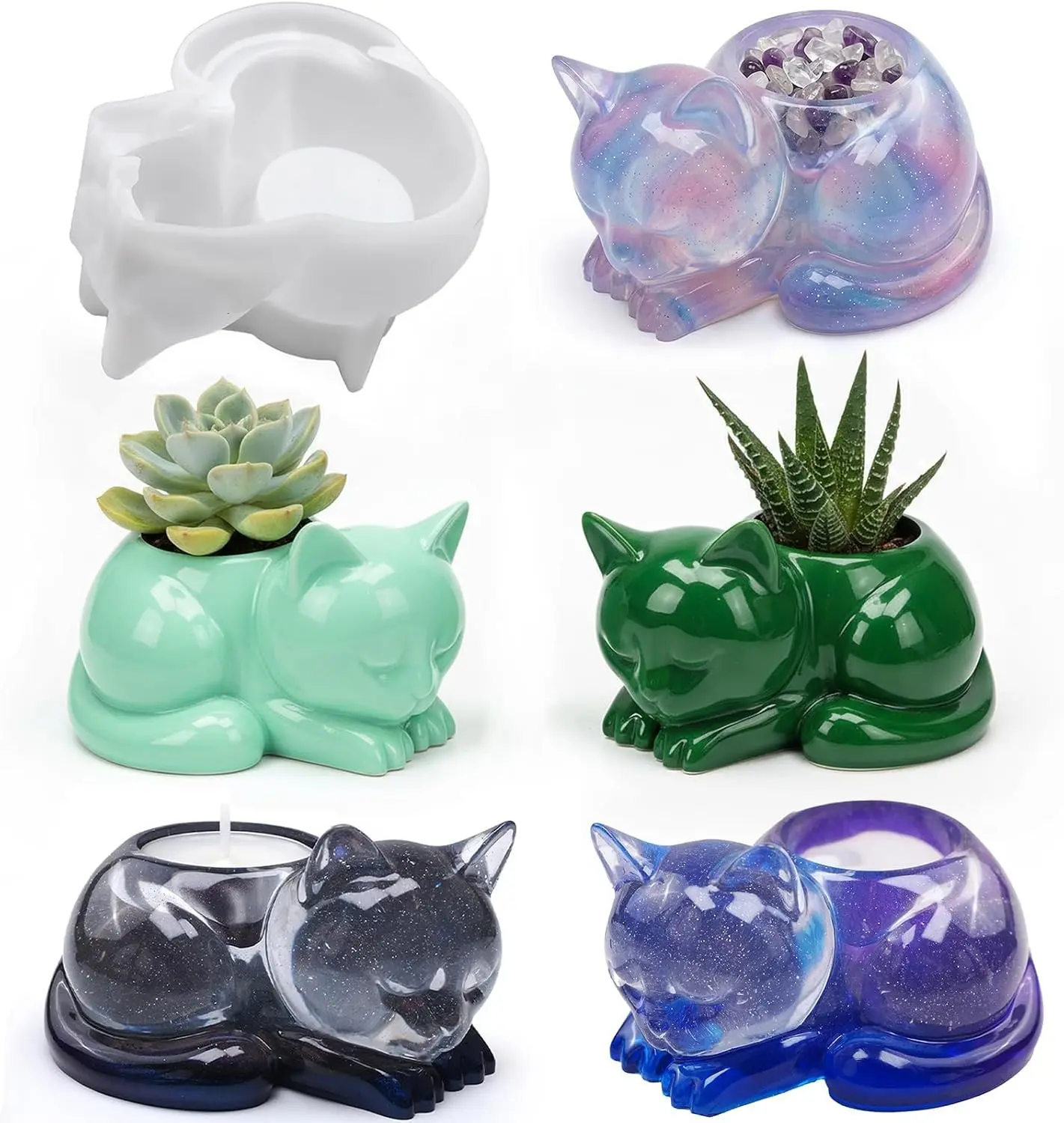 3D Cat Resin Molds, Animal Candle Silicone Molds for Epoxy Resin