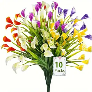 Mixed Color Artificial Flower, 10pcs/set Decorative Flower, Durable Plastic Flower for Indoor & Outdoor Decoration, Home Garden & Porch Accent