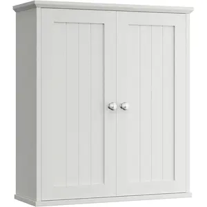 Bathroom Wall Mounted Cabinet,Medicine Cabinet with 2 Door, Bathroom Storage Cabinet Over The Toilet,Space Saving Storage Cabinet with 3-Tier Shelves,White