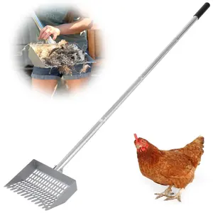 【DealsForYouDays】CKLT Chicken Poop Scooper Durable Metal 38 to 66" Adjustable Long Sifting Shovel for Chicken Coop Cleaning Horse Litterbox No Bending