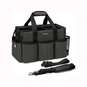 Wearable Cleaning Caddy Bag,Large Cleaning Supplies Organizer With 4 Foldable Dividers,Tote Bag,Handbag Storage Bag Tote Bag,Kitchen Storage, Cleaning Storage, Travel Storage,Cleaning Caddy Organizer With Handle Shoulder Strap Waist Strap Folding Double C