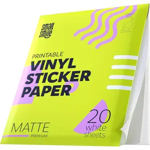 Printable Vinyl Sticker Paper for Inkjet Printer and Laser, 20 White Matte Waterproof Sticker Paper 8.5 x 11, Fast Dry, Durable Adhesive, Great for Cutting Machines