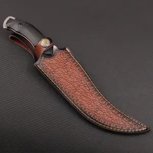 Sharp-Blade Cutlery with Vintage Carved Leather Sheath - Effortless Meat Preparation, Versatile for Camping Use, Balances Practicality and Quality