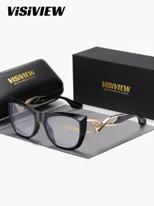 VISIVIEW 1 Piece Unisex Full Frame Plano Glasses，Anti Blue Light Cat Eye Frame Plano Glasses , Redefining Cool