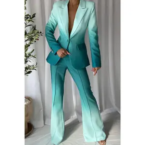 Adele Blazer Pants Set in Green Ombre
