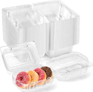 Disposable Sturdy Plastic Hinged Food Containers with Clear Lids (40 Pack) Clamshell Take Out Loaf Containers 7.2x4.7x2.56 Inches To Go Dessert Box Cake Slice Salad Pastry Sandwich Container