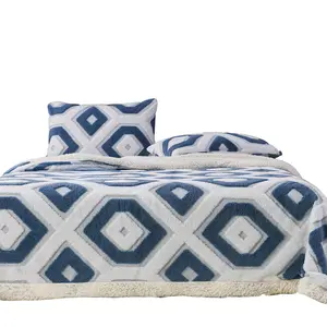 King Size Anti-Back Geometric Ion Blanket, Breathable Warm Fiber, Soft Skin-Friendly, Suitable for Sensitive Skin, Lightweight Cozy Blanket