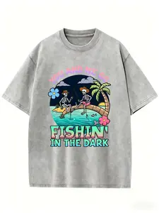 "Fishin' In The Dark" Skeleton Washed Cotton Tee