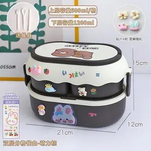Kawaii Portable Lunch Box For Girls School Kids Plastic Picnic Bento Box Microwave Food Box With Compartments Storage Containers
