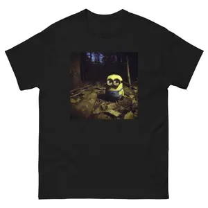 Minion Staring Graphic T-Shirt Perfect for Fans of Dark Humor and TikTok Trends