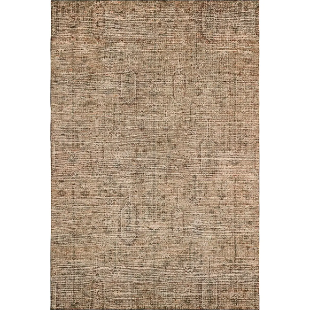 HomeRoots 665453 5' x 8' Rectangular Southwestern Machine-Made Area Rug - Terra Cotta, Copper & Earth Tones, UV-Protected, Washable, Stain Resistant for Transitional Interior Design