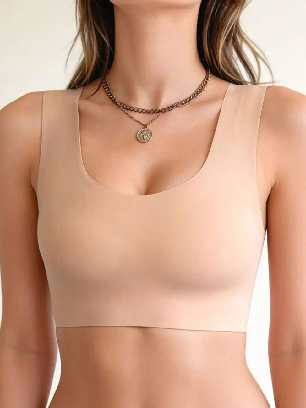 Women's Seamless Wireless Bra | Scoop Neck Removable Padded Bralette with Wide Straps | Soft Stretch Everyday Comfort Bra