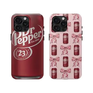 Cute Dr Pepper Soda Can Pink Bow Coquette Aesthetic Heavy Duty Tough Phone Case Shockproof Drop Protection Durable Hard Cover Trendy Gift for iPhone 11 12 13 14 15 16 17 Pro Max Plus
