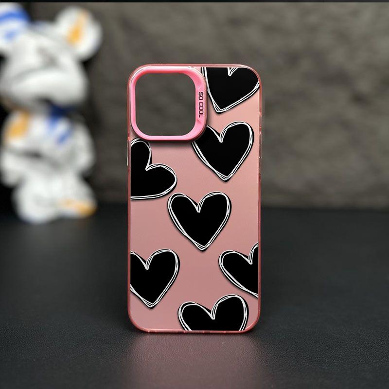 Heart Doodle Artwork Patterns Phone Case Durable Hard Acrylic Back Case With An Anti-Yellowing Coating, Made From High-Quality Designed For Reliable Drop Protection For Your Phone For iPhone 17.16.15.14.13.12.11.X.XS.XSMAX.XR.8.7
