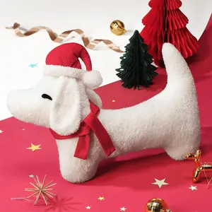 Dachshund Shaped Christmas Pillow, Teddy Fleece Fabric Soft Throw Pillow, Removable Christmas rations,  rative Cushion for Bedroom, Living Room, , 13.5 x 22 inch