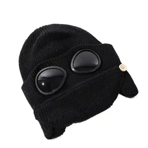 Winter Warm Glasses Windproof Skiing Mask Hat Fashion Cycling Outdoor Activity Warm Ear Protection Hat with Goggles