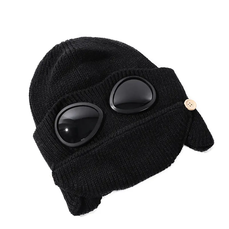 Winter Warm Sports Outdoor Hat with Windproof Goggles, Ear Protection for Skiing, Cycling Outdoor Activities, Sports Outdoor Hats