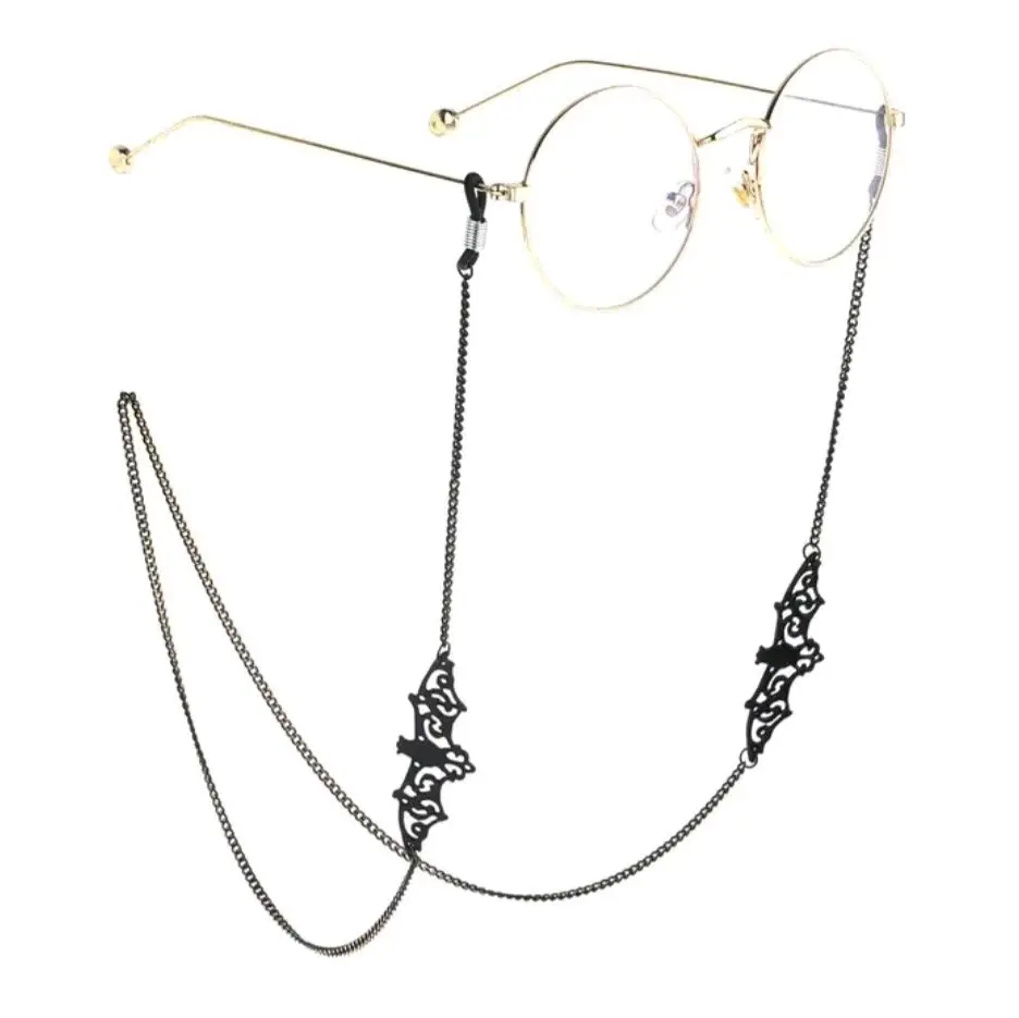 Gothic Bat Eyeglasses Chain - Black Bat Design, Durable Chain, Stylish Accessory for Eyewear