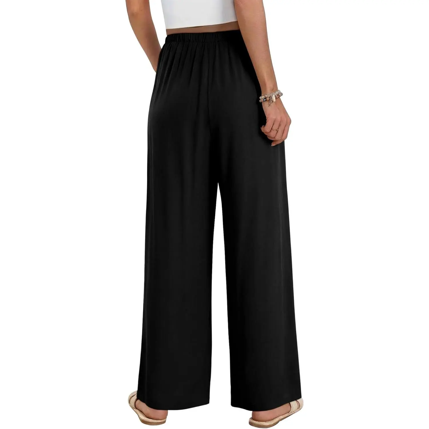 Women Cotton Summer Palazzo Pants Flowy Wide Leg Beach Trousers with Pockets Fashion Clothing Women Cotton Summer Palazzo Pants Flowy Wide Leg Beach Trousers with Pockets Fashion Clothing
